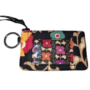 Vera Bradley Zip ID Case Zipper Pouch Coin Purse Keyring Suzani Retired